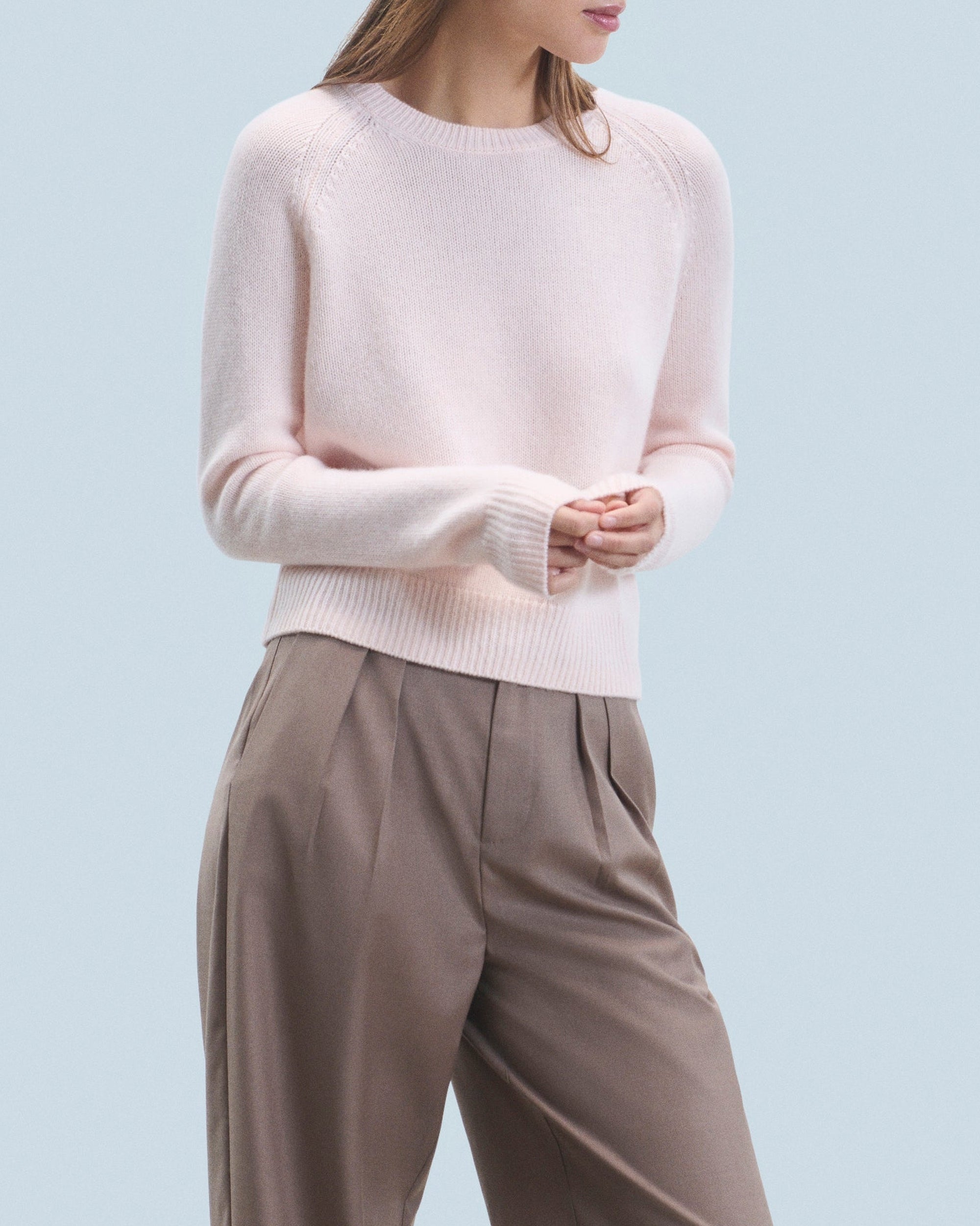 Pull à col rond en cachemire - Baby Pink