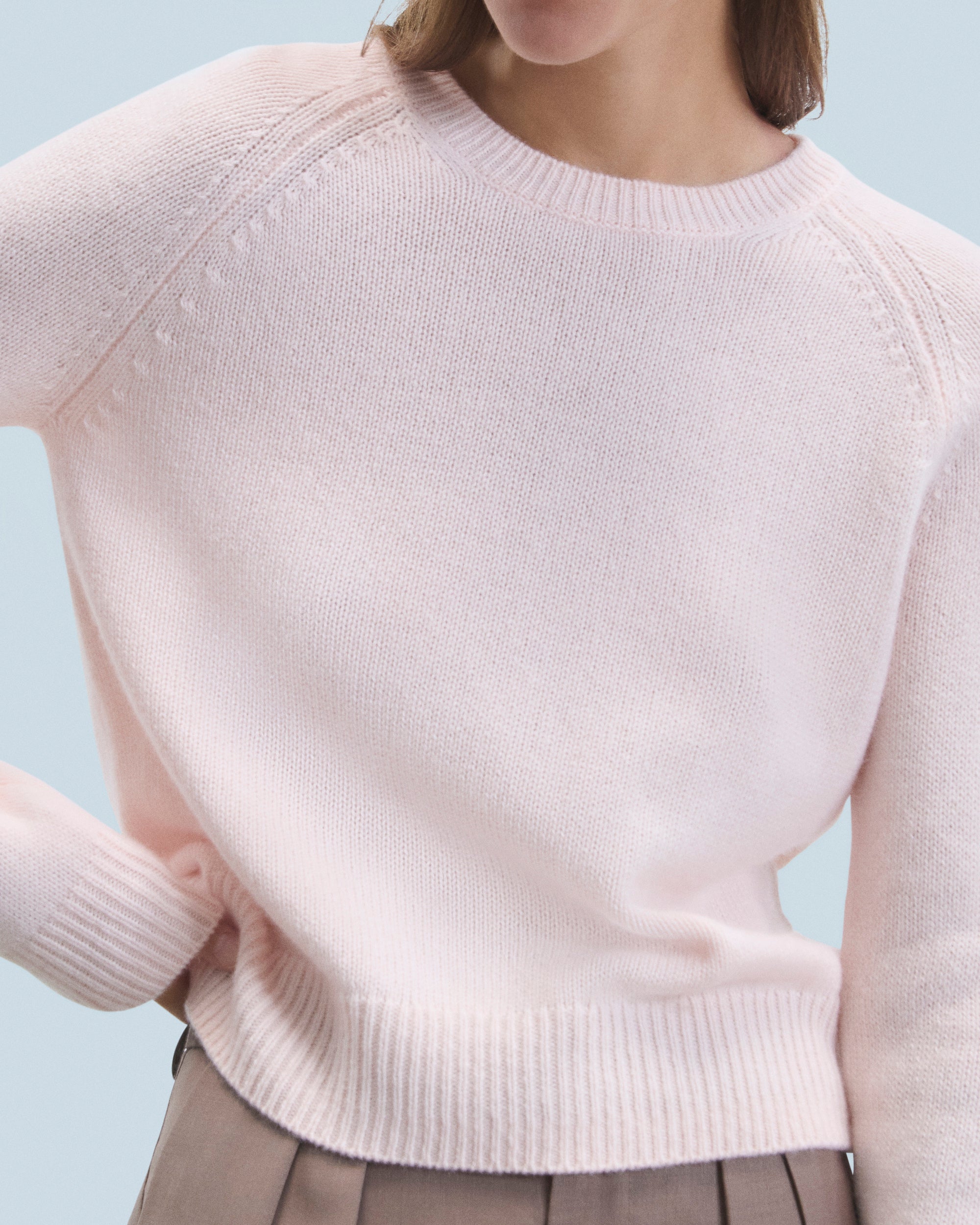 BABY PINK / NEW / QTY : 1 / Pull Col Rond Raglan - Baby Pink
