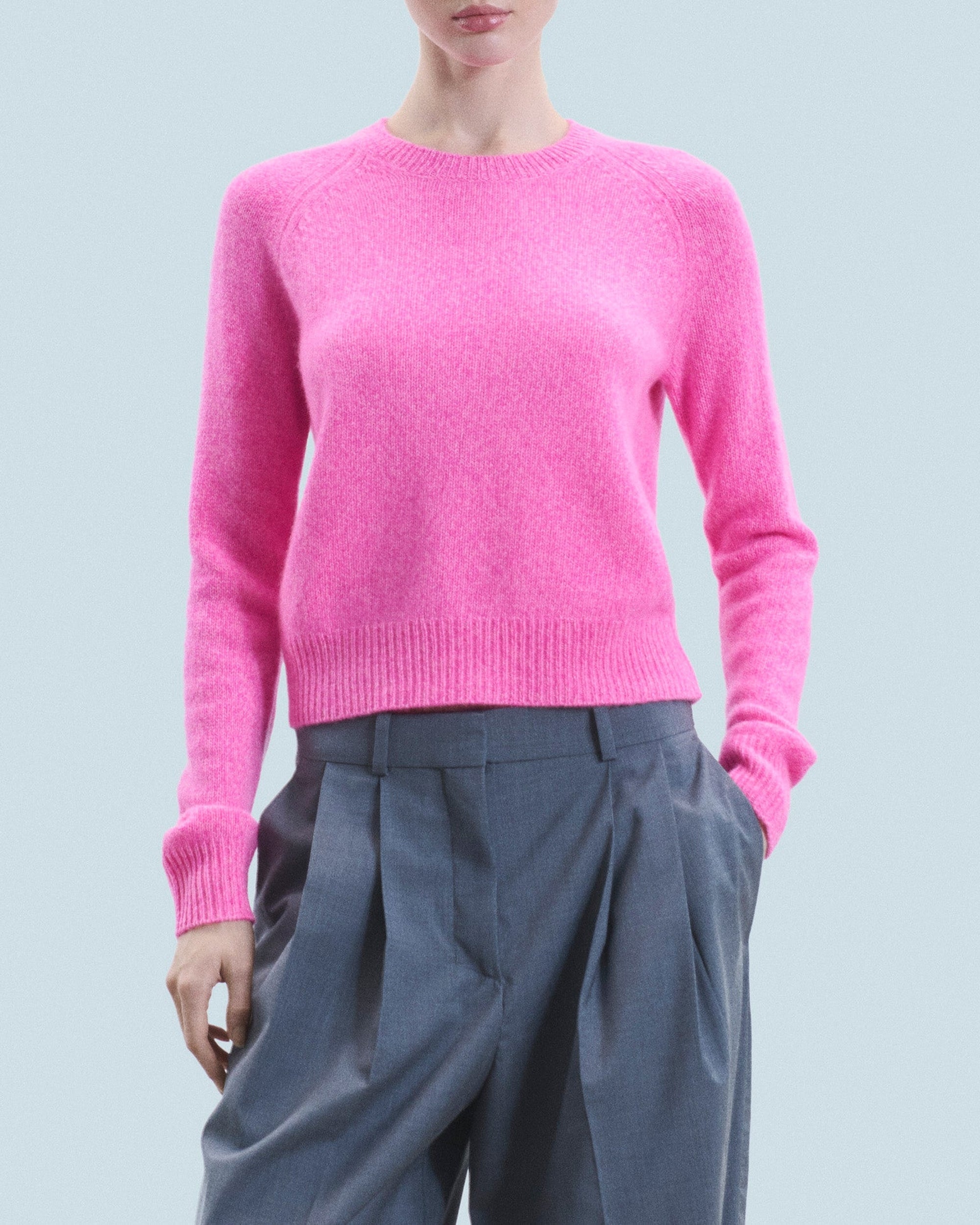 Pull à col rond en cachemire - Bright Pink