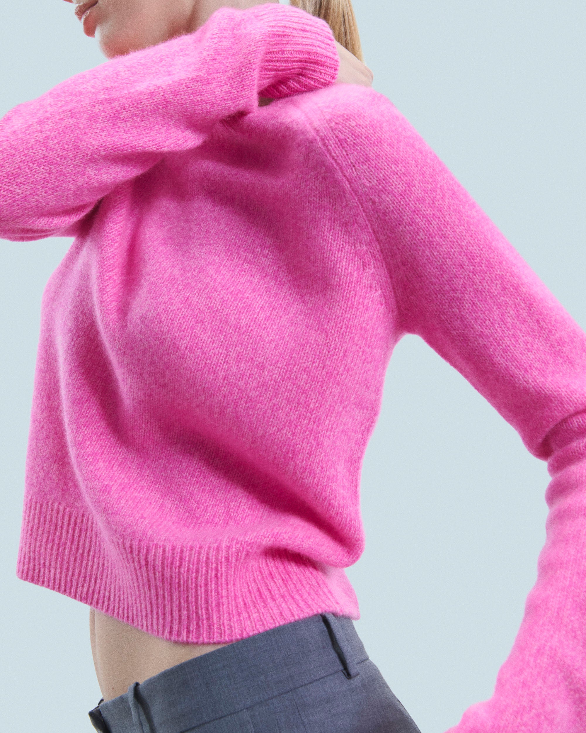 Pull à col rond en cachemire - Bright Pink