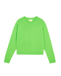 Pull à col rond en cachemire - Vert Fluo
