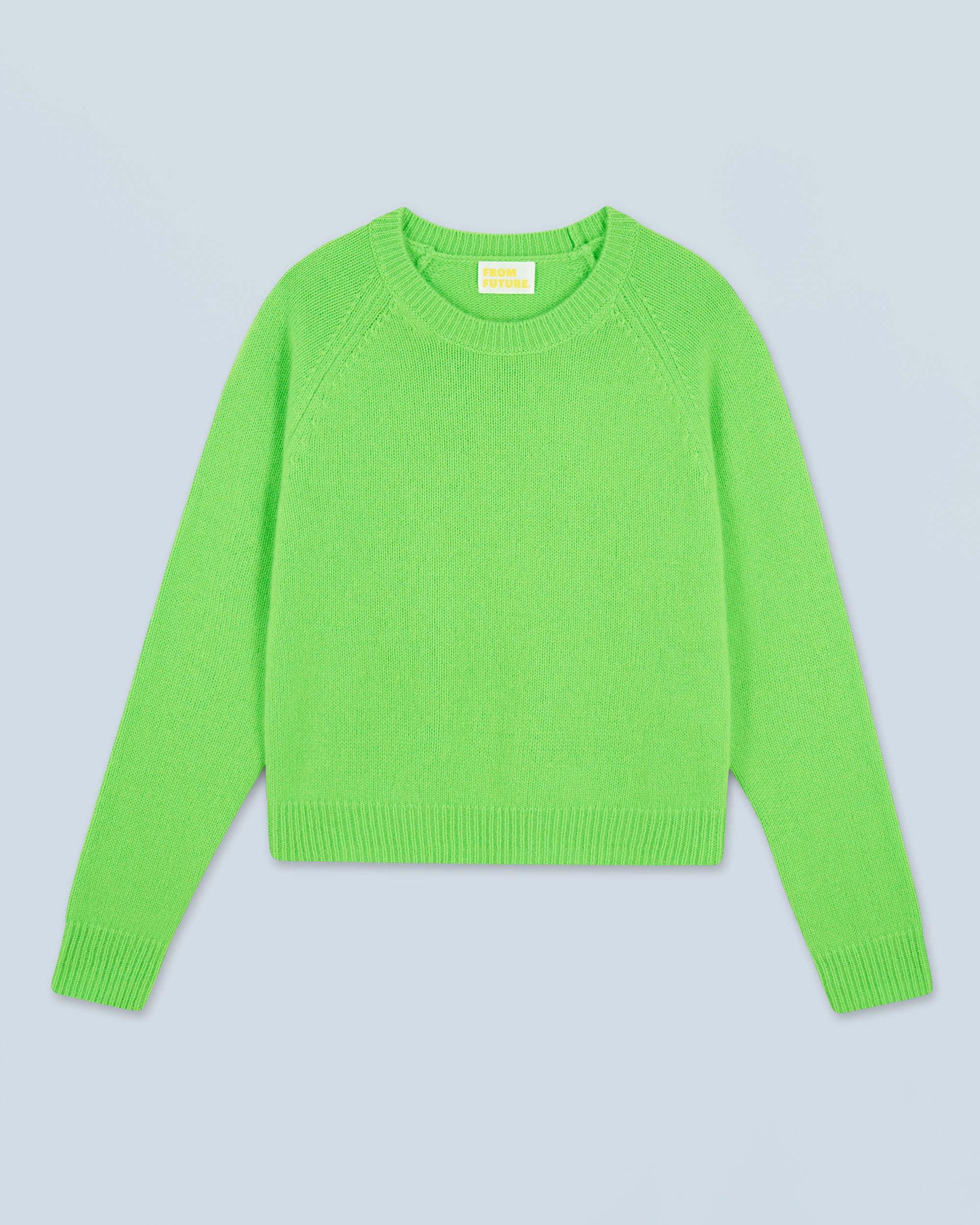 VERT FLUO / NEW / QTY : 1 / Pull Col Rond Raglan - Vert Fluo