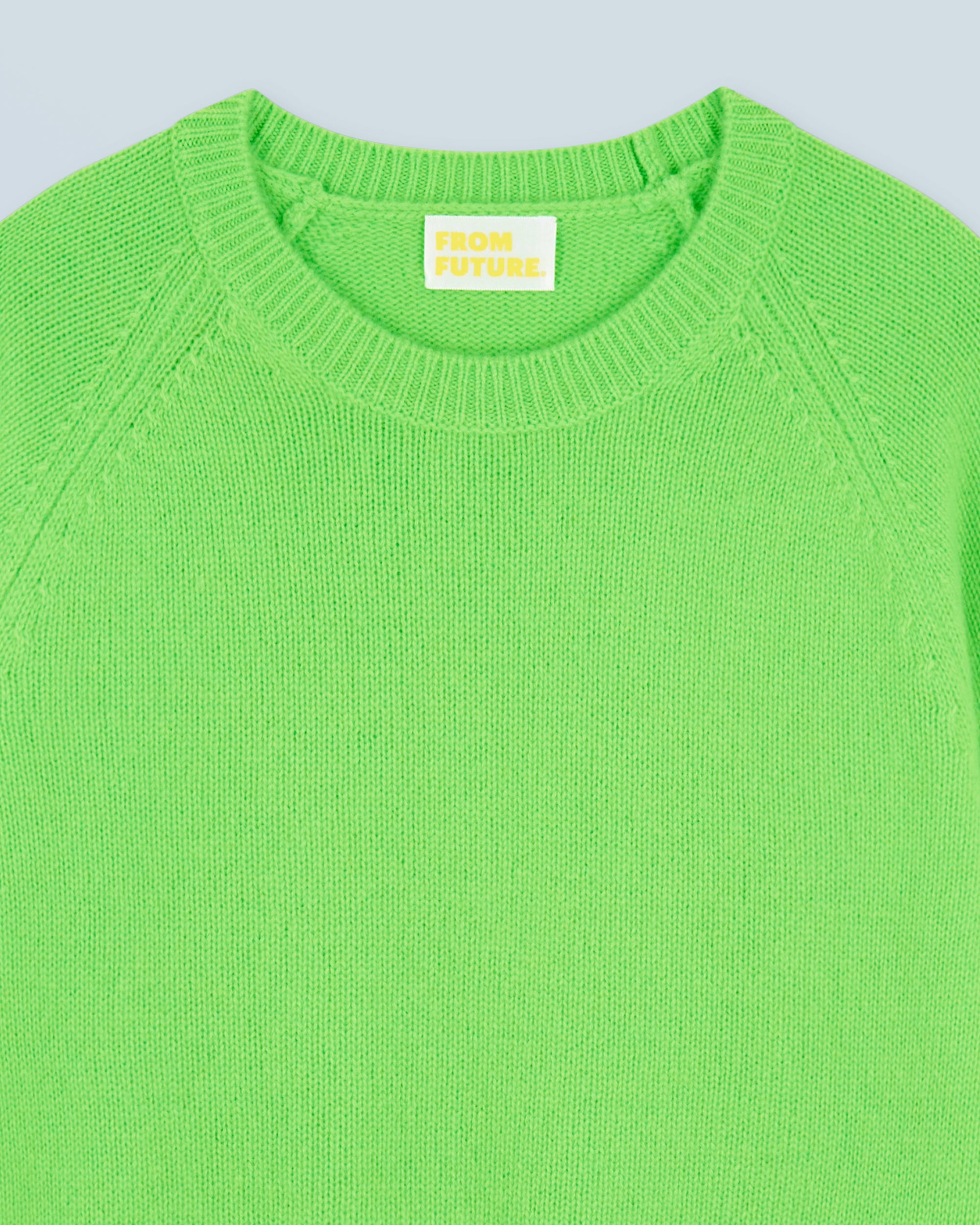 VERT FLUO / NEW / QTY : 1 / Pull Col Rond Raglan - Vert Fluo