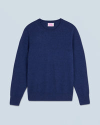 DARK BLUE MOULINE / NEW / QTY : 16 / Pull Col Rond Basique - Dark Blue Mouline