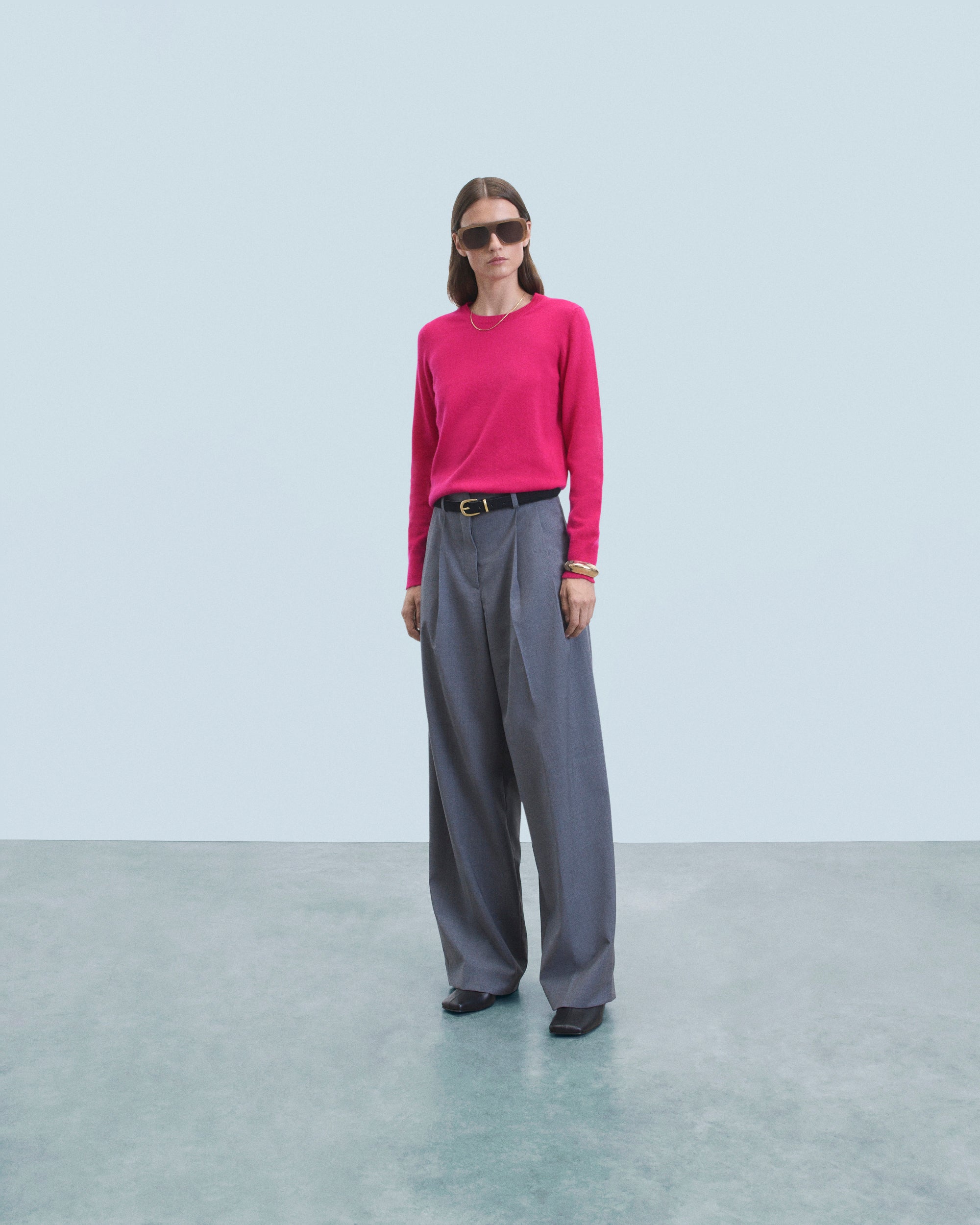 RASPBERRY PINK / NEW / QTY : 0 / Pull Col Rond Basique - Raspberry Pink