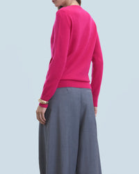 Pull à col rond en cachemire - Raspberry Pink