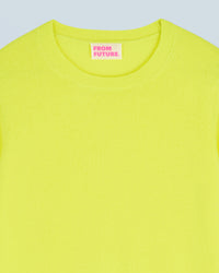 Pull à col rond en cachemire - Jaune Fluo