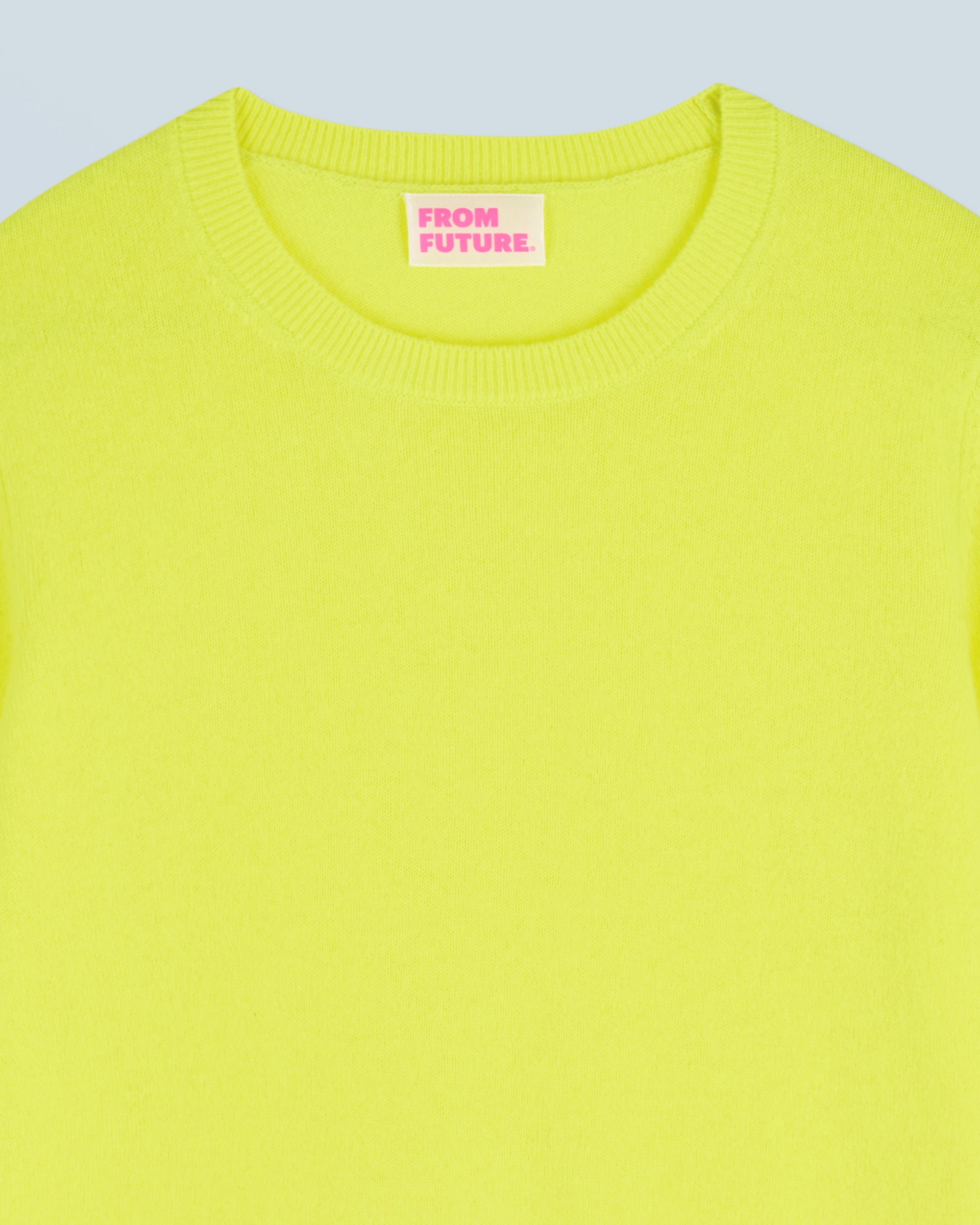 Pull à col rond en cachemire - Jaune Fluo