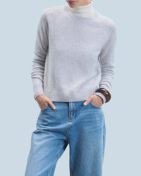 ZZ HORS LIGNE Pull à col rond en cachemire - Gris Chiné Clair