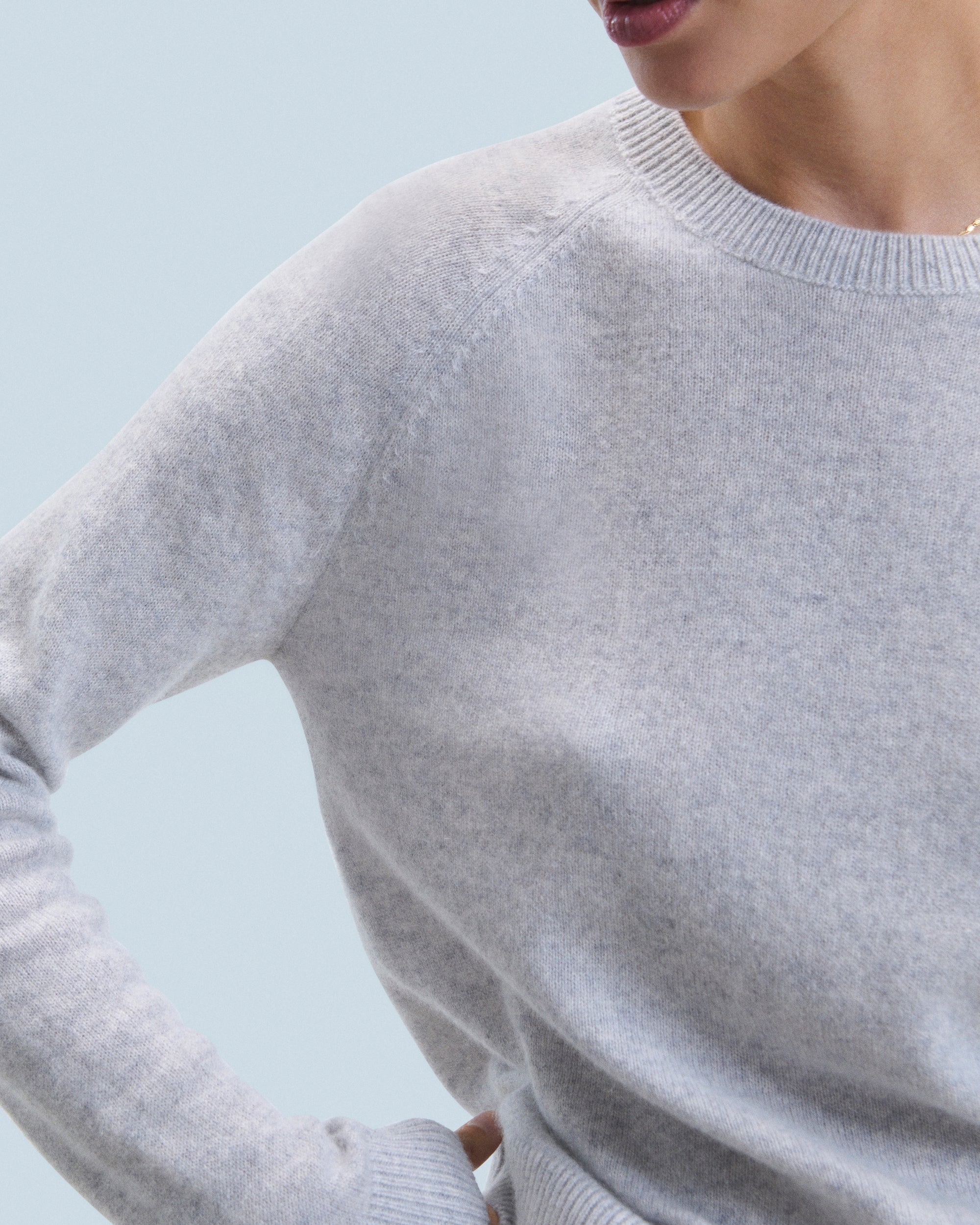 ZZ HORS LIGNE Pull à col rond en cachemire - Gris Chiné Clair