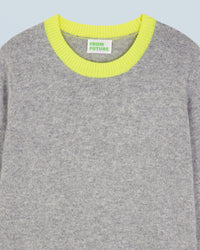 Pull à col rond bicolore en cachemire - Gris Chiné Foncé