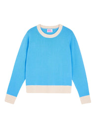 Pull à col rond bicolore en cachemire - Dreamy Blue