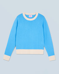 DREAMY BLUE / NEW / QTY : 4 / Pull Col Rond Bicolore Léger - Dreamy Blue