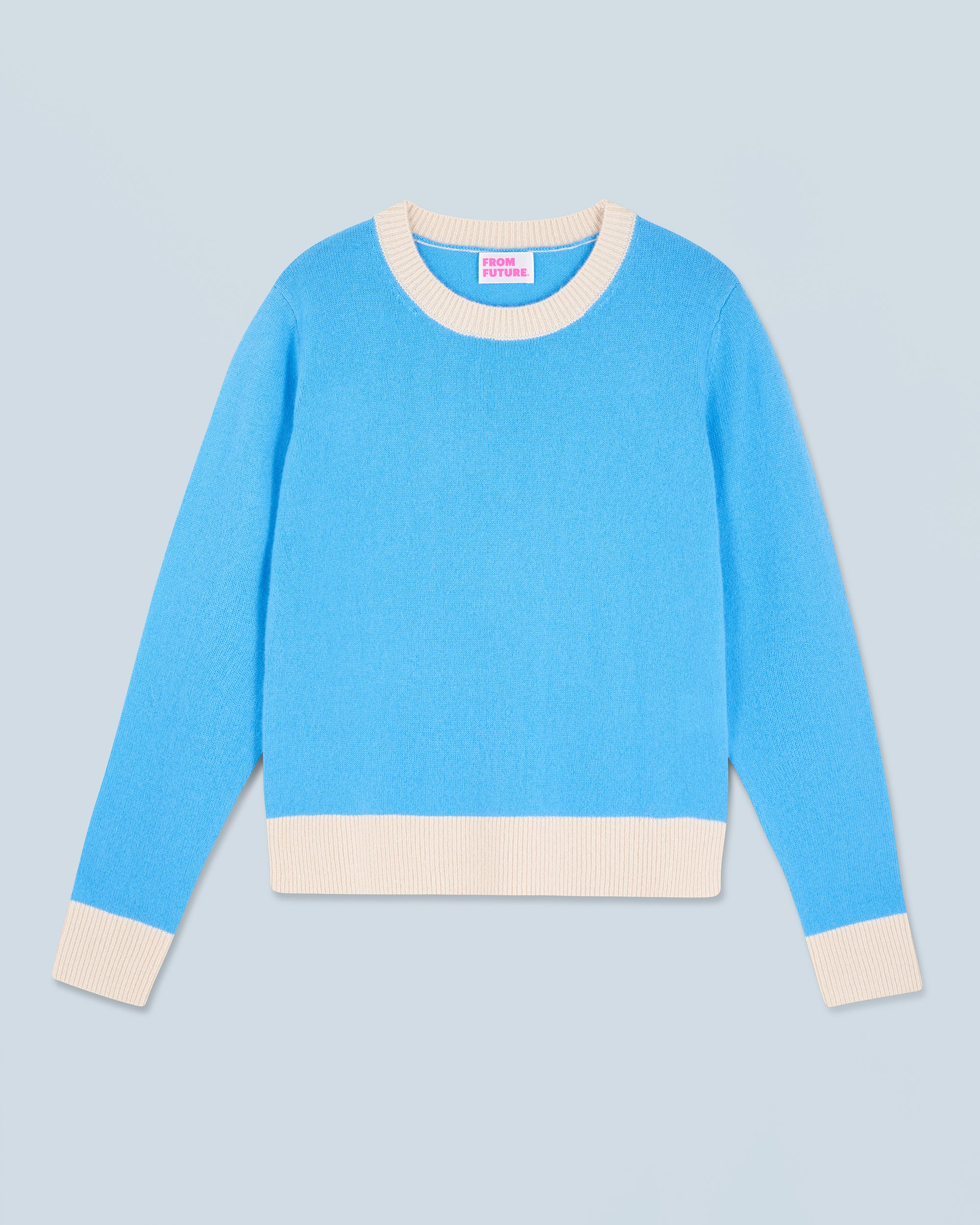 DREAMY BLUE / NEW / QTY : 4 / Pull Col Rond Bicolore Léger - Dreamy Blue