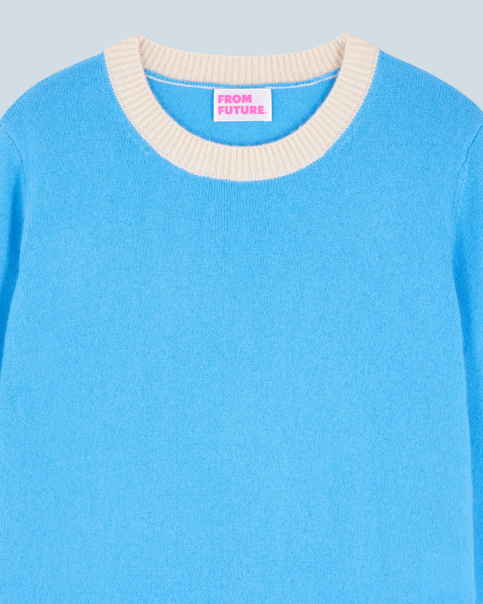 Pull à col rond bicolore en cachemire - Dreamy Blue