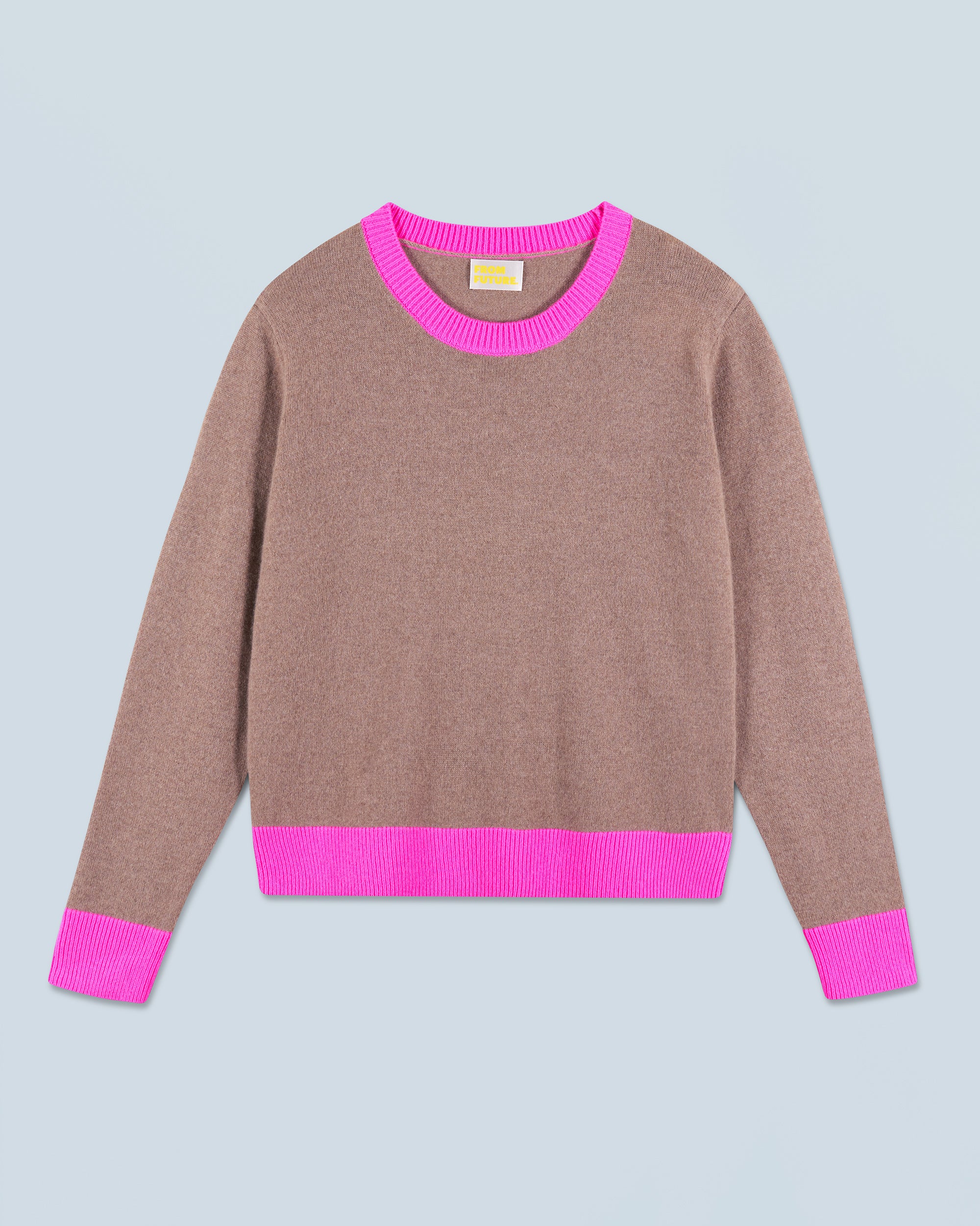 TAUPE / NEW / QTY : 42 / Pull Col Rond Bicolore Léger - Taupe
