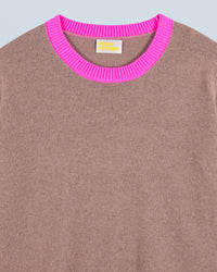 TAUPE / NEW / QTY : 42 / Pull Col Rond Bicolore Léger - Taupe