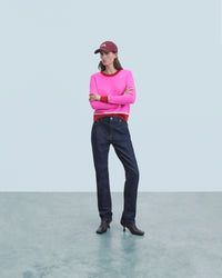 Y. ONLY PORTE / UTOPIC PINK / NEW / QTY : 11 / Pull Col Rond Bicolore Contraste Léger - Utopic Pink