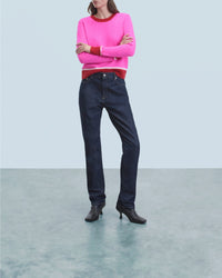 Pull à col rond bicolore en cachemire - Utopic Pink