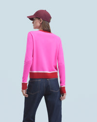 Y. ONLY PORTE / UTOPIC PINK / NEW / QTY : 11 / Pull Col Rond Bicolore Contraste Léger - Utopic Pink