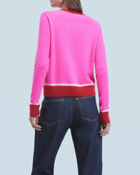 Pull à col rond bicolore en cachemire - Utopic Pink