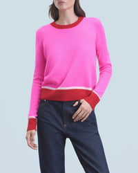 Pull à col rond bicolore en cachemire - Utopic Pink