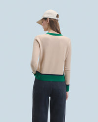 ZZ HORS LIGNE Pull à col rond bicolore en cachemire - Beige