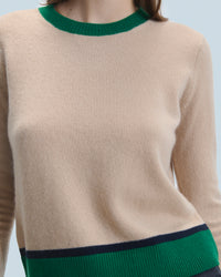 ZZ HORS LIGNE Pull à col rond bicolore en cachemire - Beige