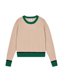 ZZ HORS LIGNE Pull à col rond bicolore en cachemire - Beige