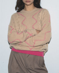 Pull à col rond en cachemire - Beige