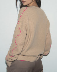 Pull à col rond en cachemire - Beige