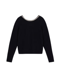 Pull à col rond dos nu en cachemire - Noir