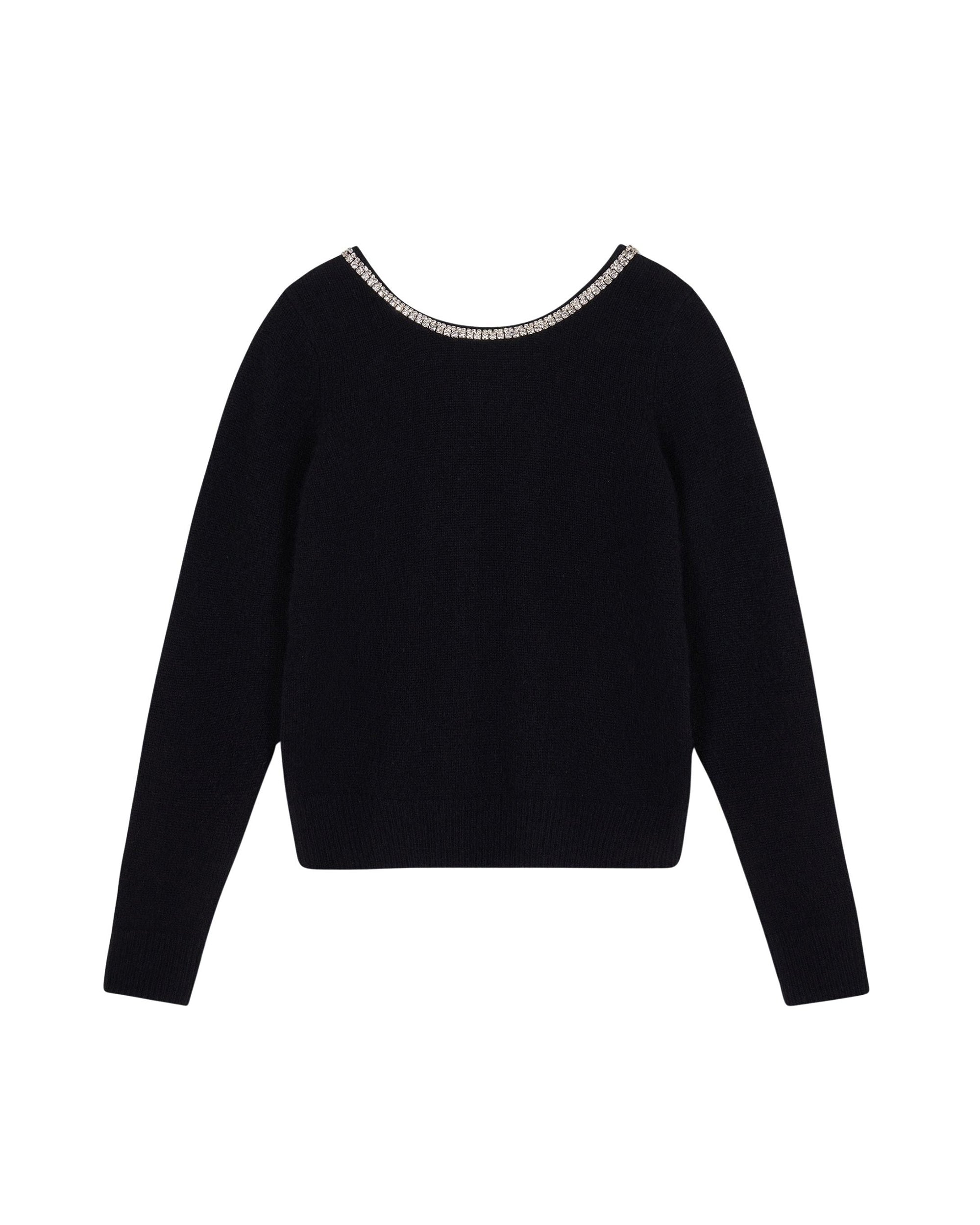 Pull à col rond dos nu en cachemire - Noir