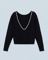 Pull à col rond dos nu en cachemire - Noir