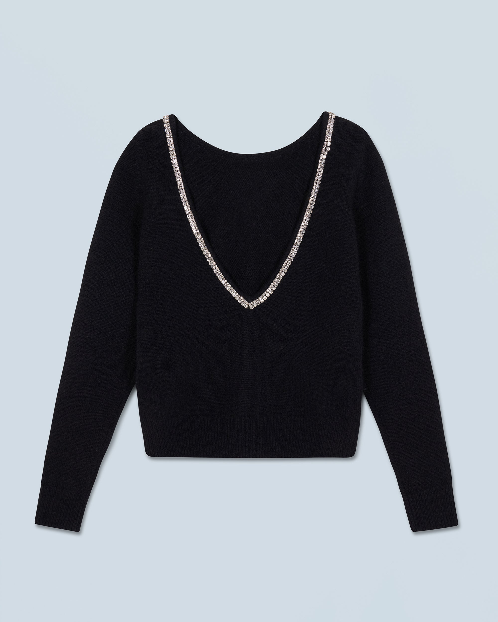 Pull à col rond dos nu en cachemire - Noir