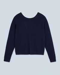 Pull à col rond dos nu en cachemire - Navy