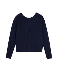 Pull à col rond dos nu en cachemire - Navy