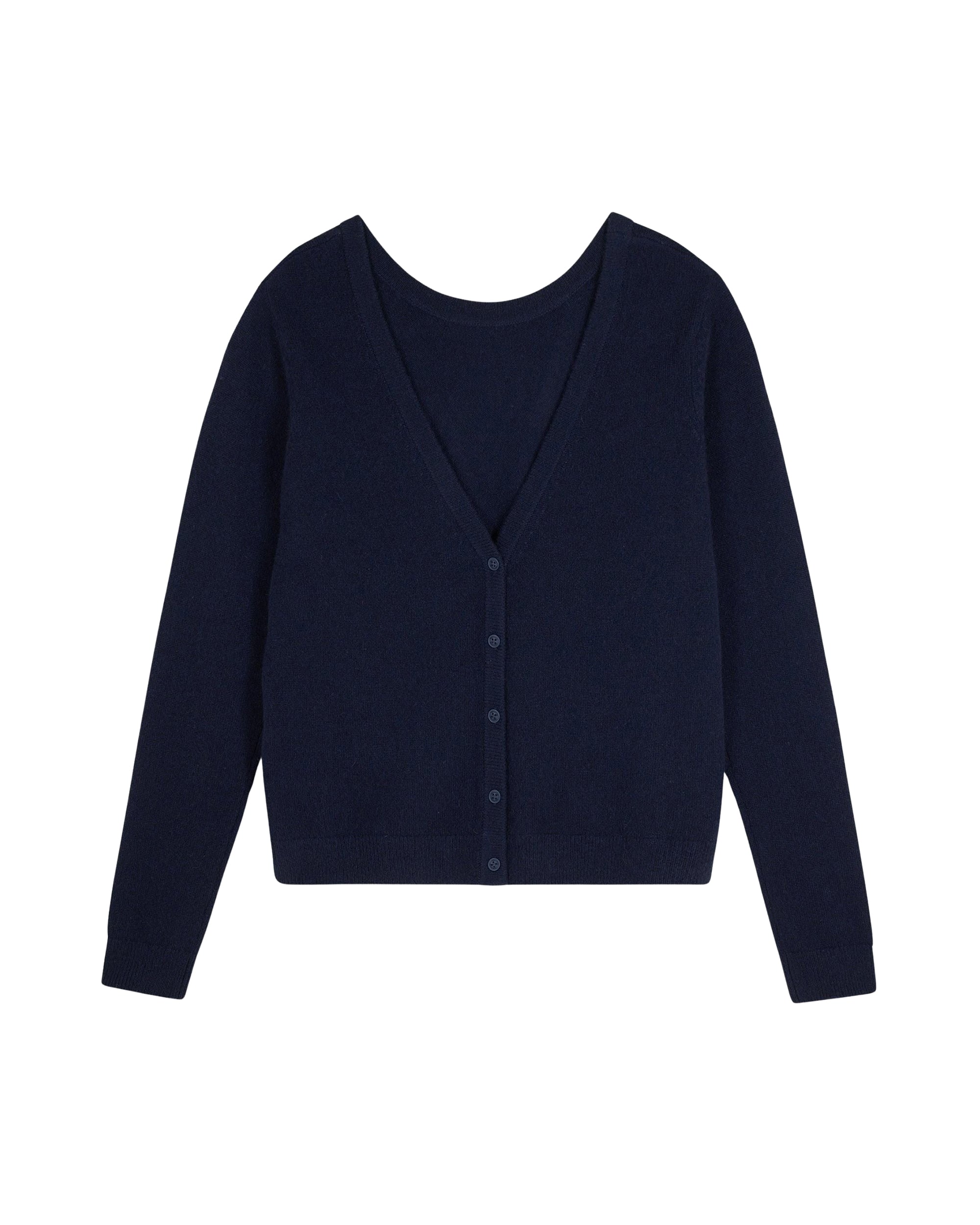 Pull à col rond dos nu en cachemire - Navy