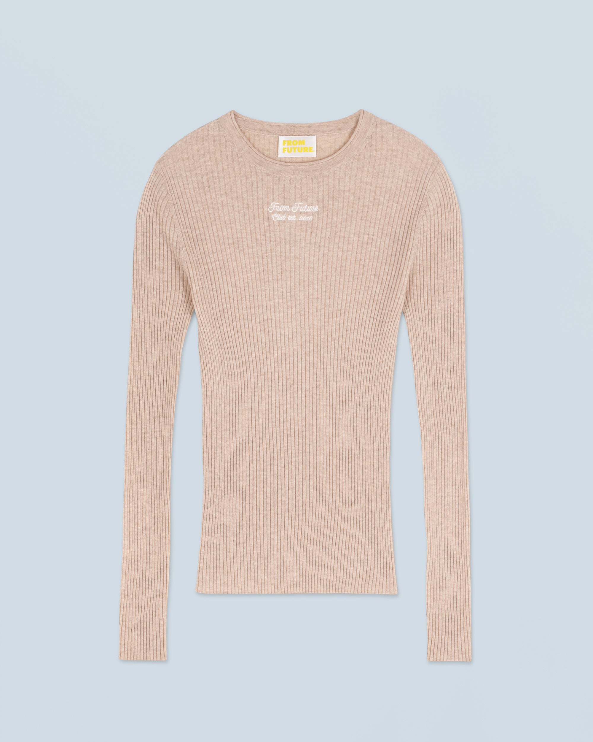 BEIGE CHINÉ / NEW / QTY : 0 / Pull Col Rond Seconde Peau - Beige Chiné