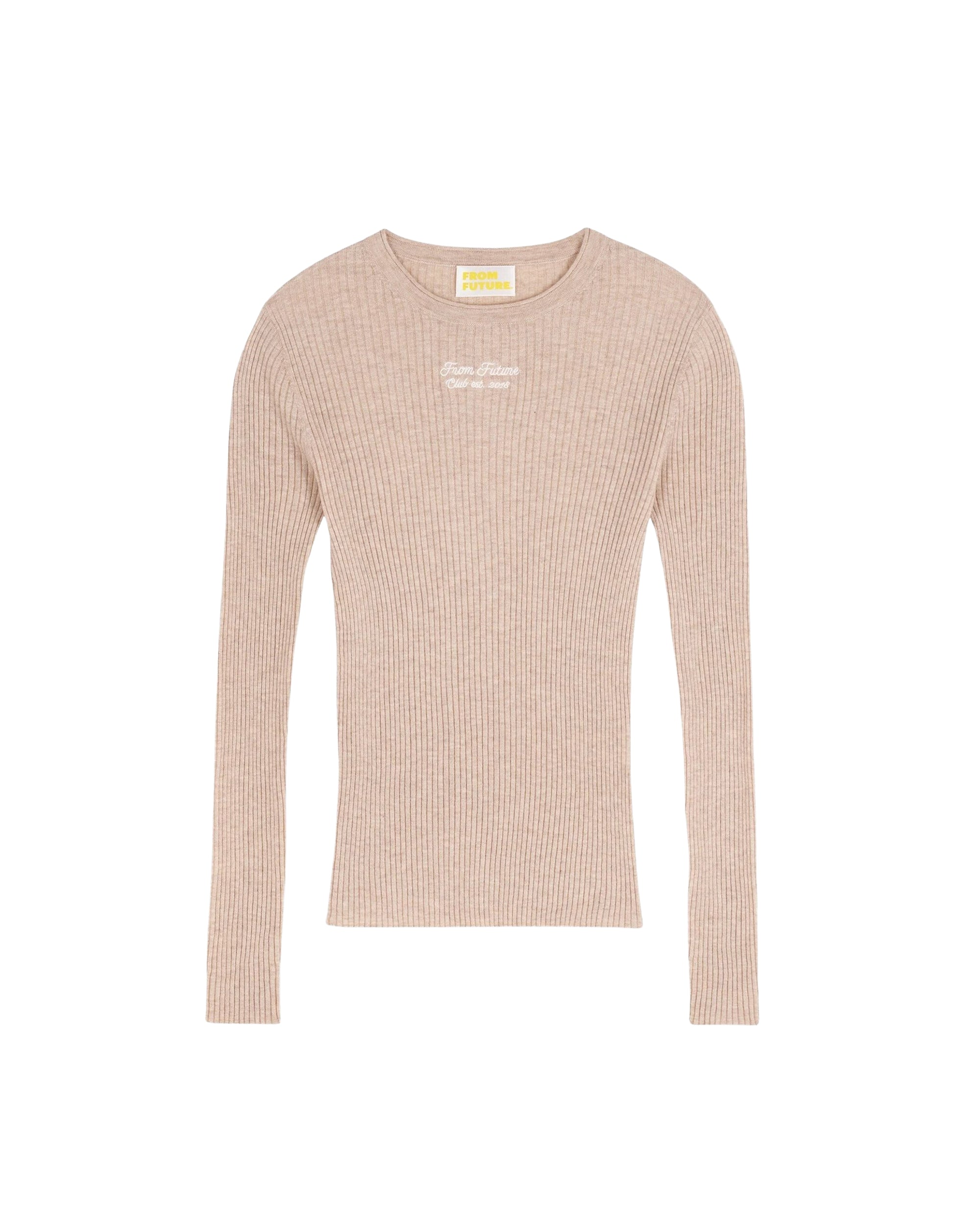 Pull à col rond en cachemire - Beige Chiné