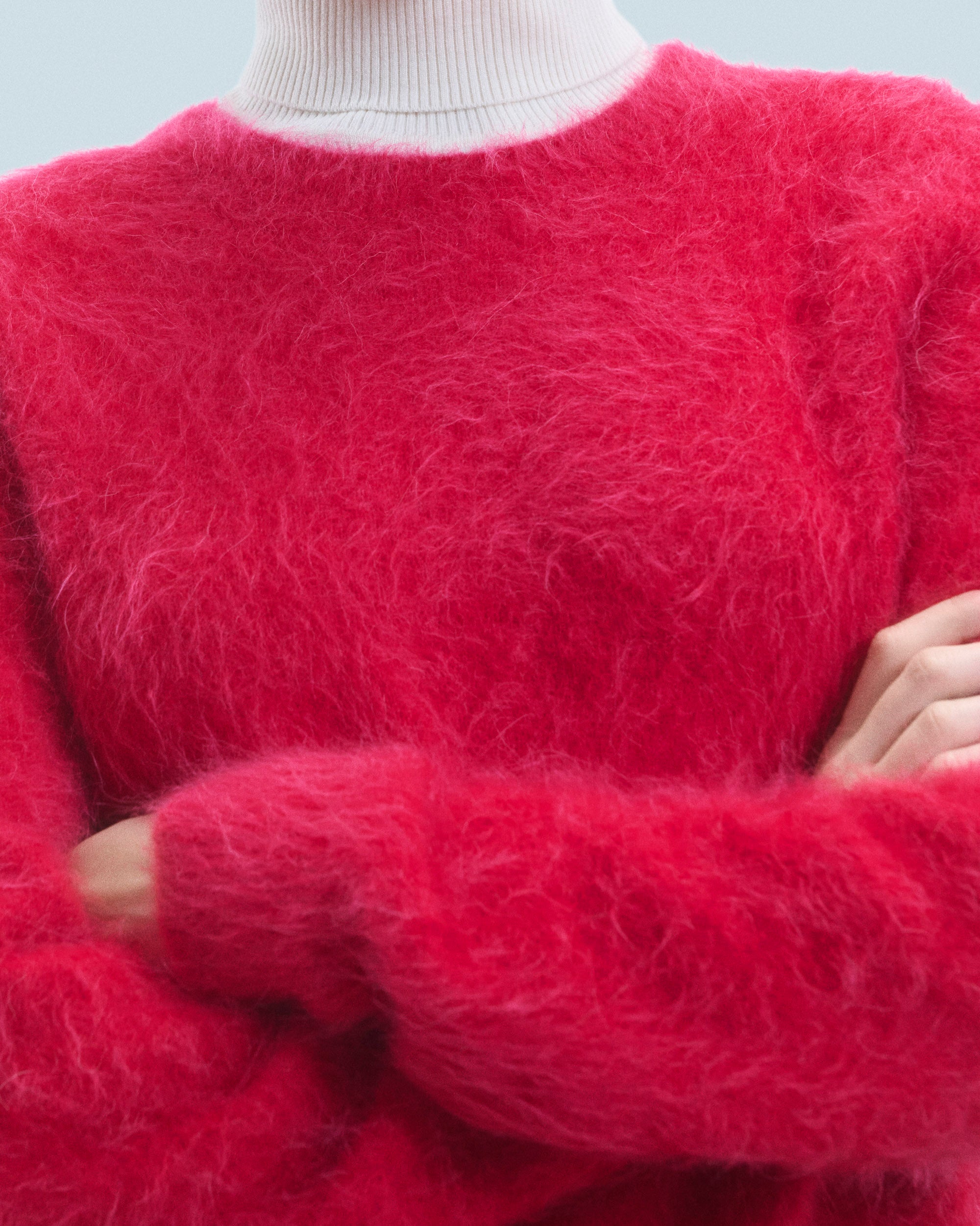 PINK MOULINE / NEW / QTY : 60 / Pull Col Rond Alpaga - Pink Mouline