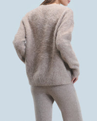 Pull à col rond en alpaga - Taupe Chiné