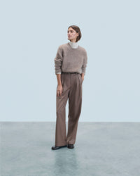 TAUPE CHINE / NEW / QTY : 6 / Pull Col Rond Alpaga - Taupe Chine