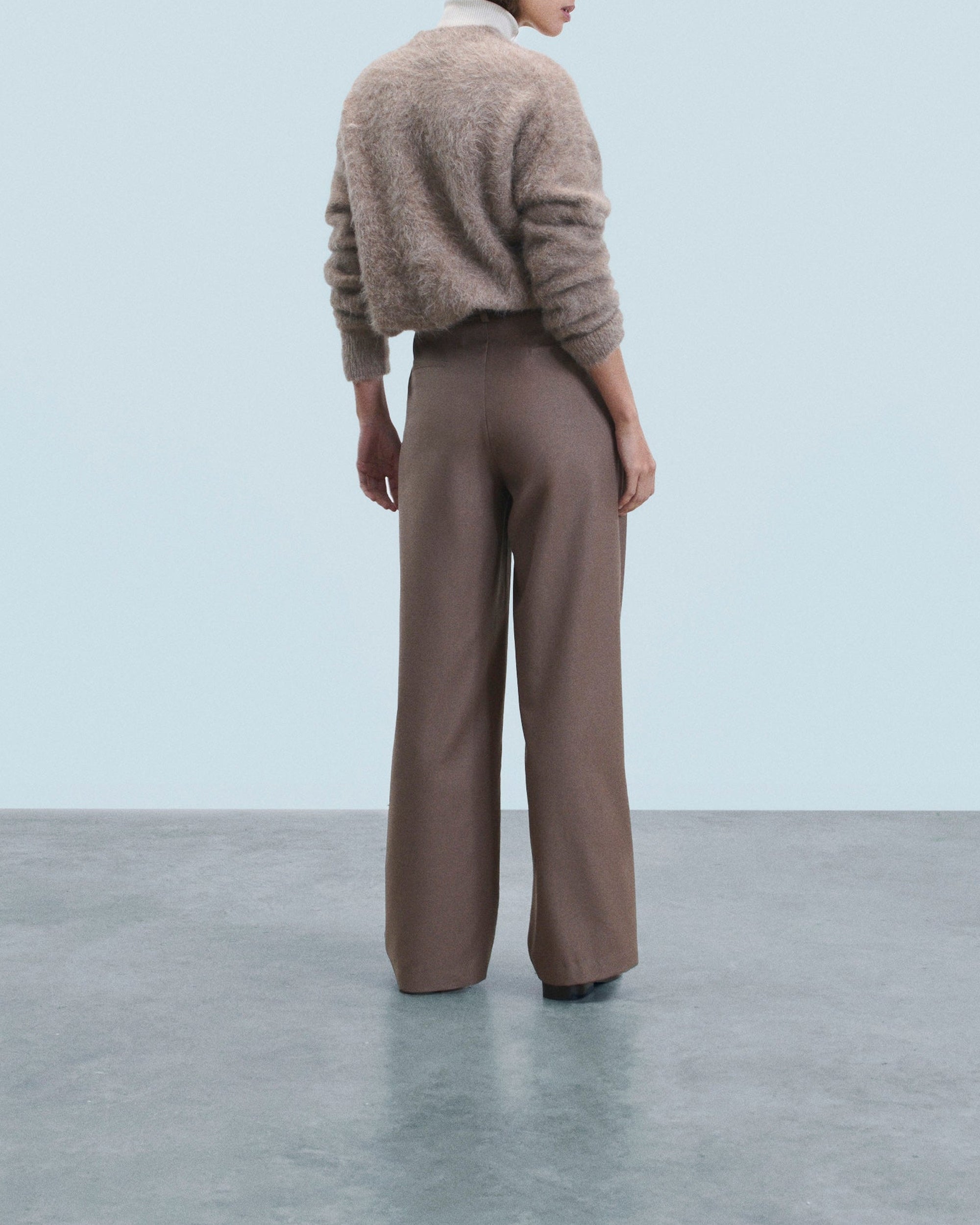 Pull à col rond en alpaga - Taupe Chiné