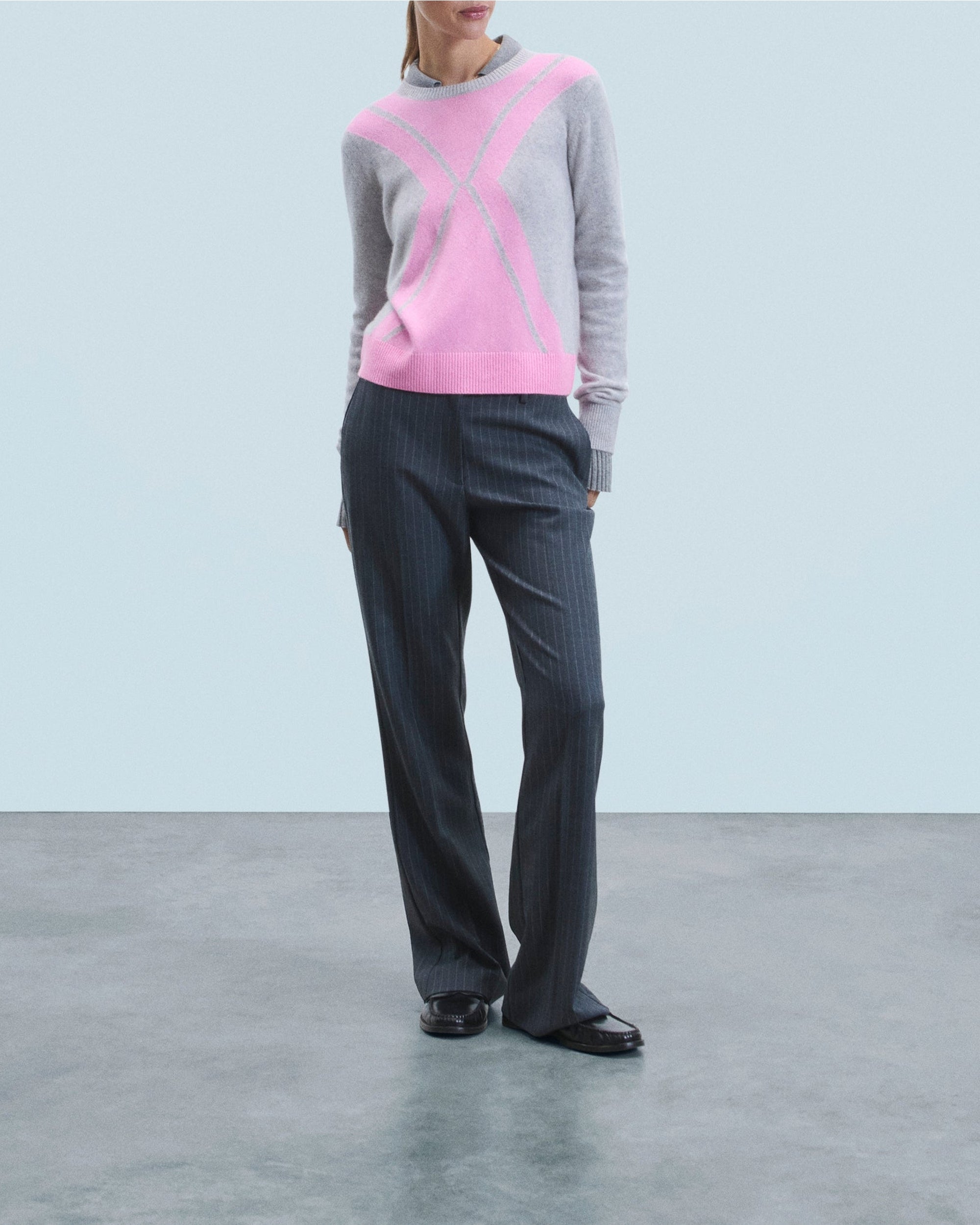 ZZ HORS LIGNE Pull à col rond en cachemire - Gris Chiné Clair