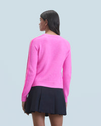 PINK MOULINE / NEW / QTY : 7 / Pull Col Rond - Pink Mouline