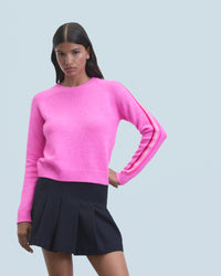 PINK MOULINE / NEW / QTY : 7 / Pull Col Rond - Pink Mouline