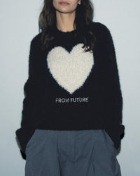 ZZ HORS LIGNE Pull col rond Coeur en laine - Noir