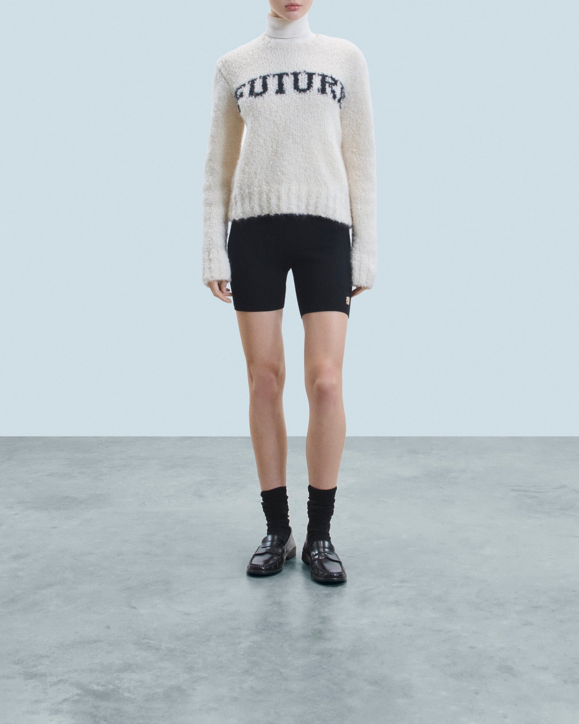 Pull à col rond Future en laine - Ecru