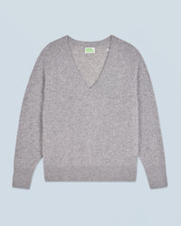 GRIS CHINE FONCE / NEW / QTY : 3 / Pull Col V Oversize Léger - Gris Chine Fonce